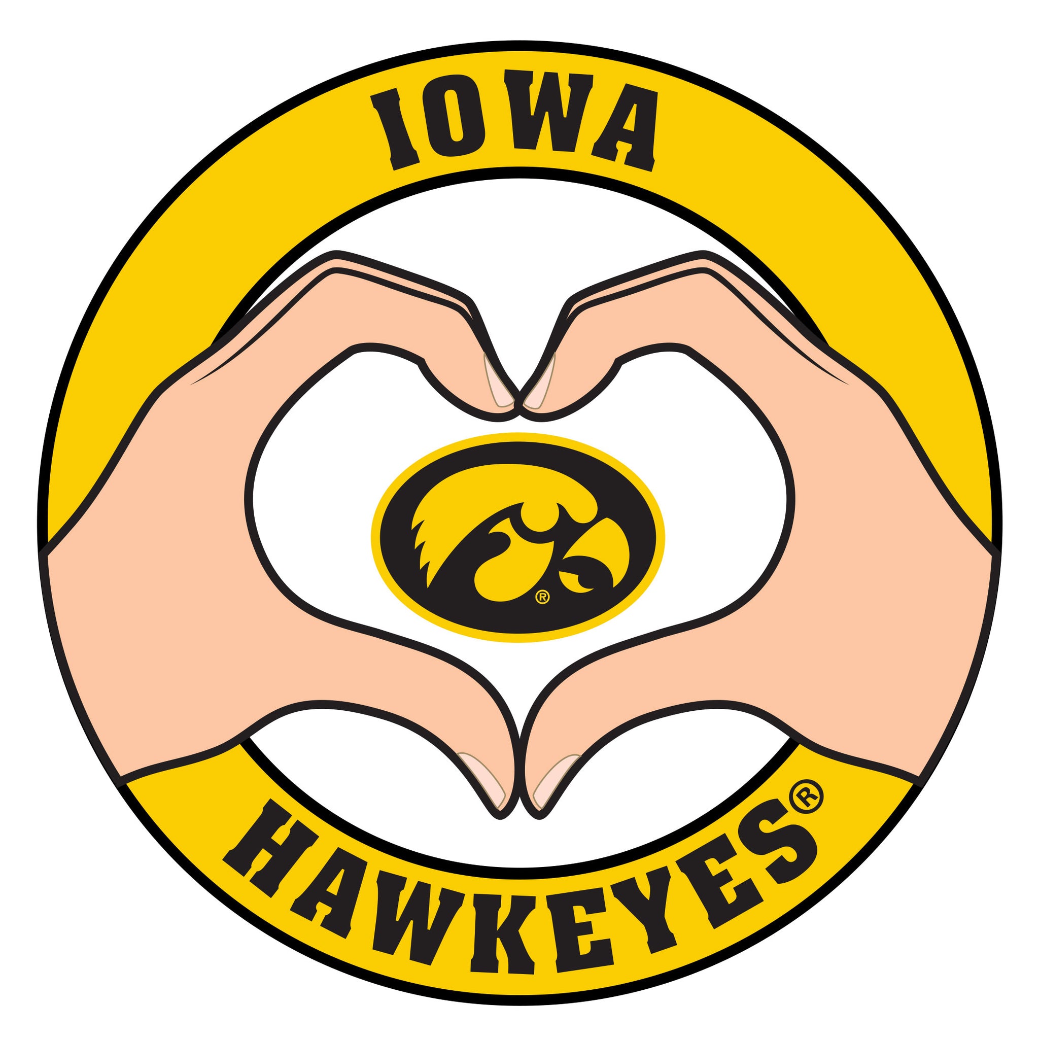 Iowa Hawkeyes Heart Hands Decal
