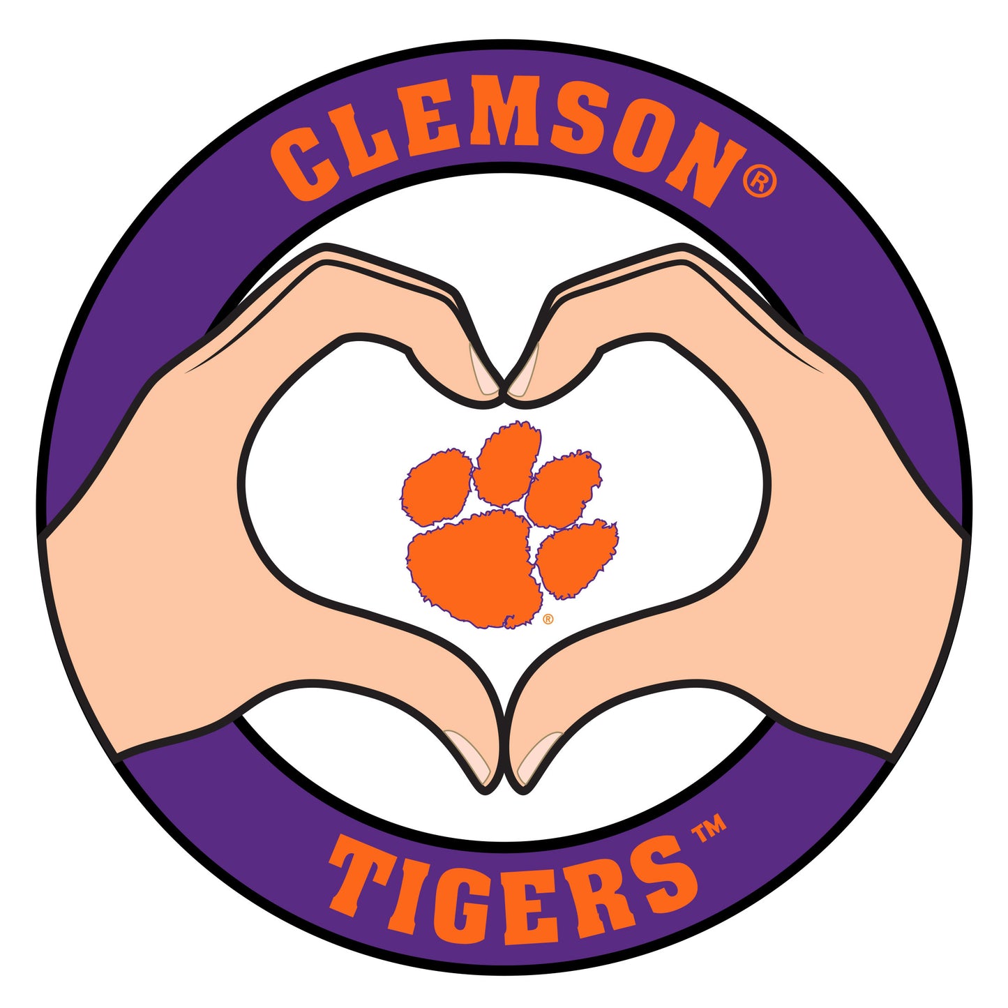 Clemson Tigers Heart Hands Decal
