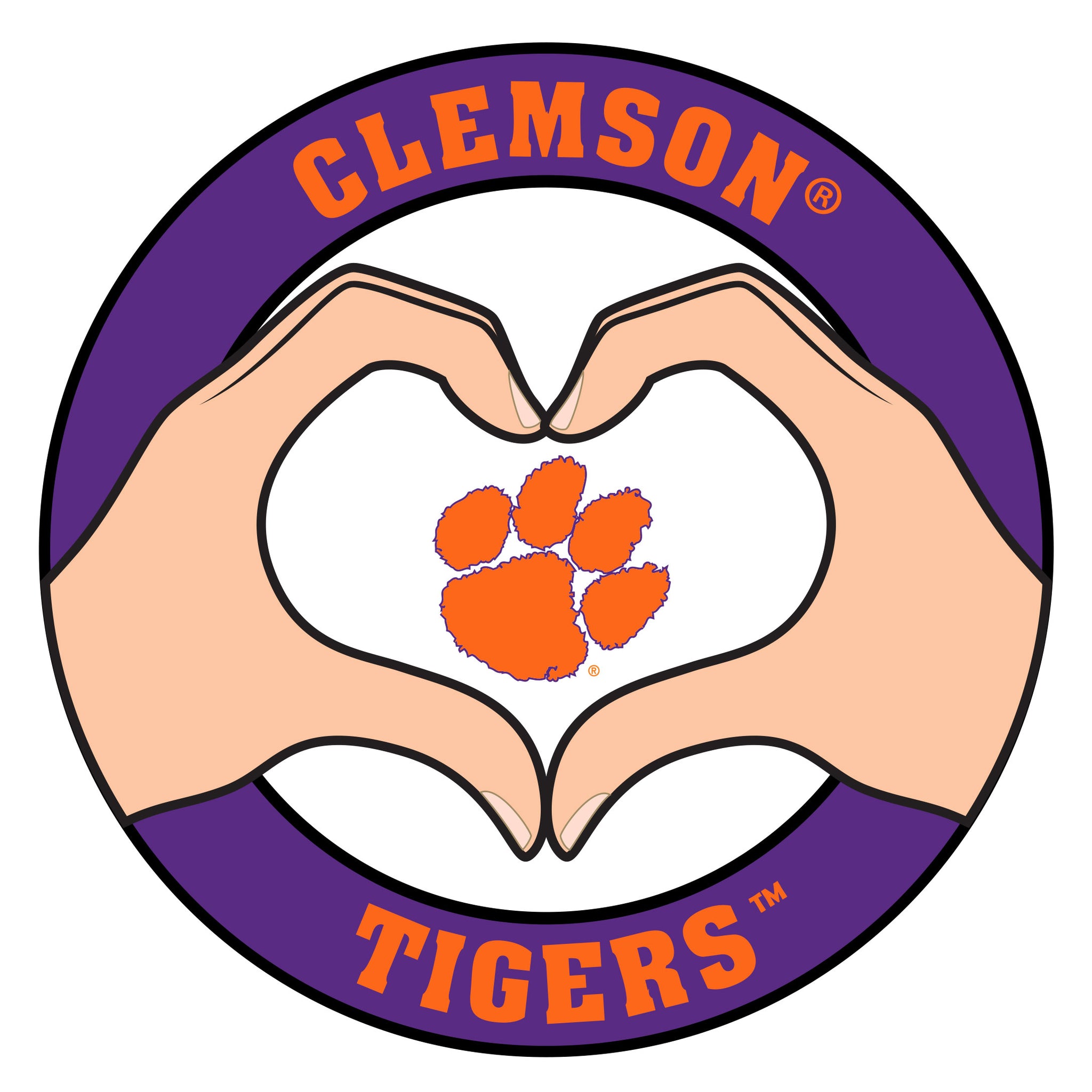 Clemson Tigers Heart Hands Decal