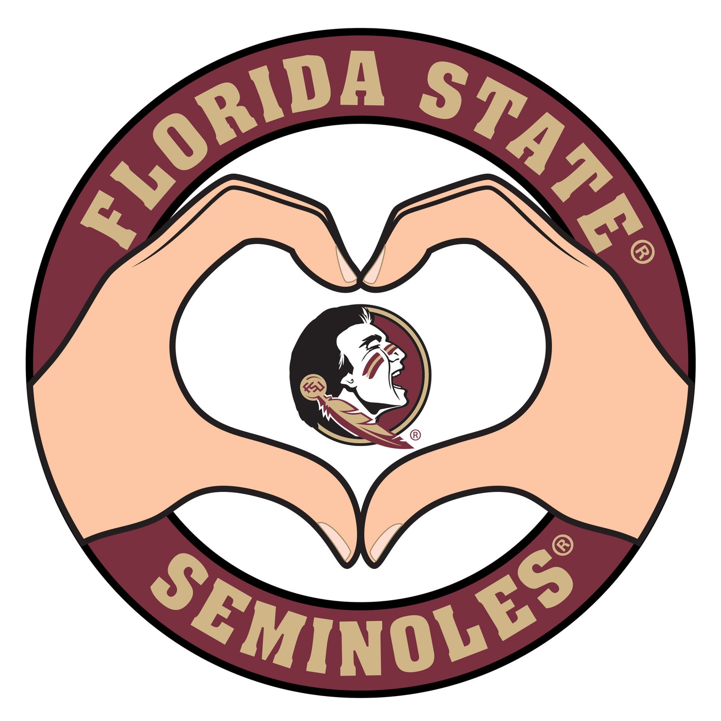 Florida St. Seminoles Heart Hands Decal
