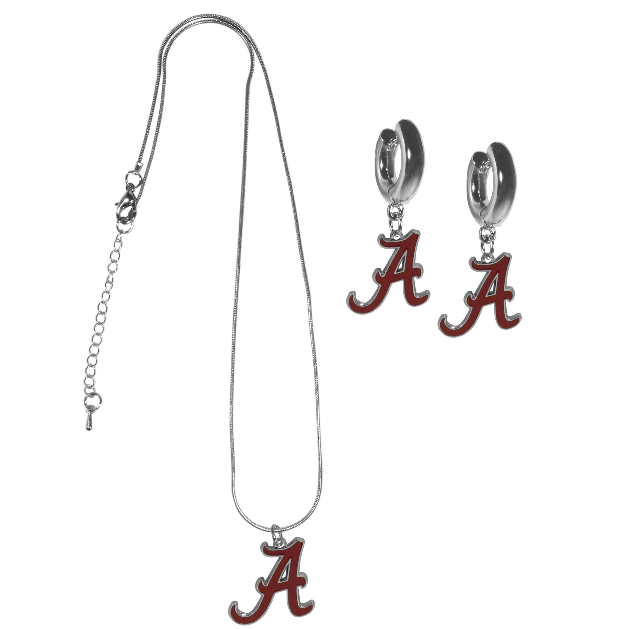 Alabama Crimson Tide Huggie Hoop Earrings and Necklace Set