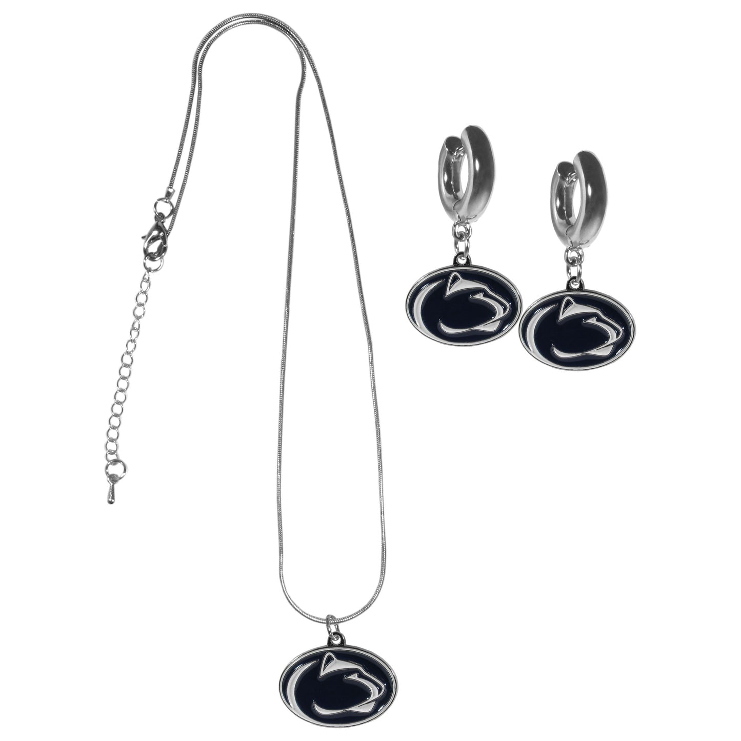 Penn St. Nittany Lions Huggie Hoop Earrings and Necklace Set