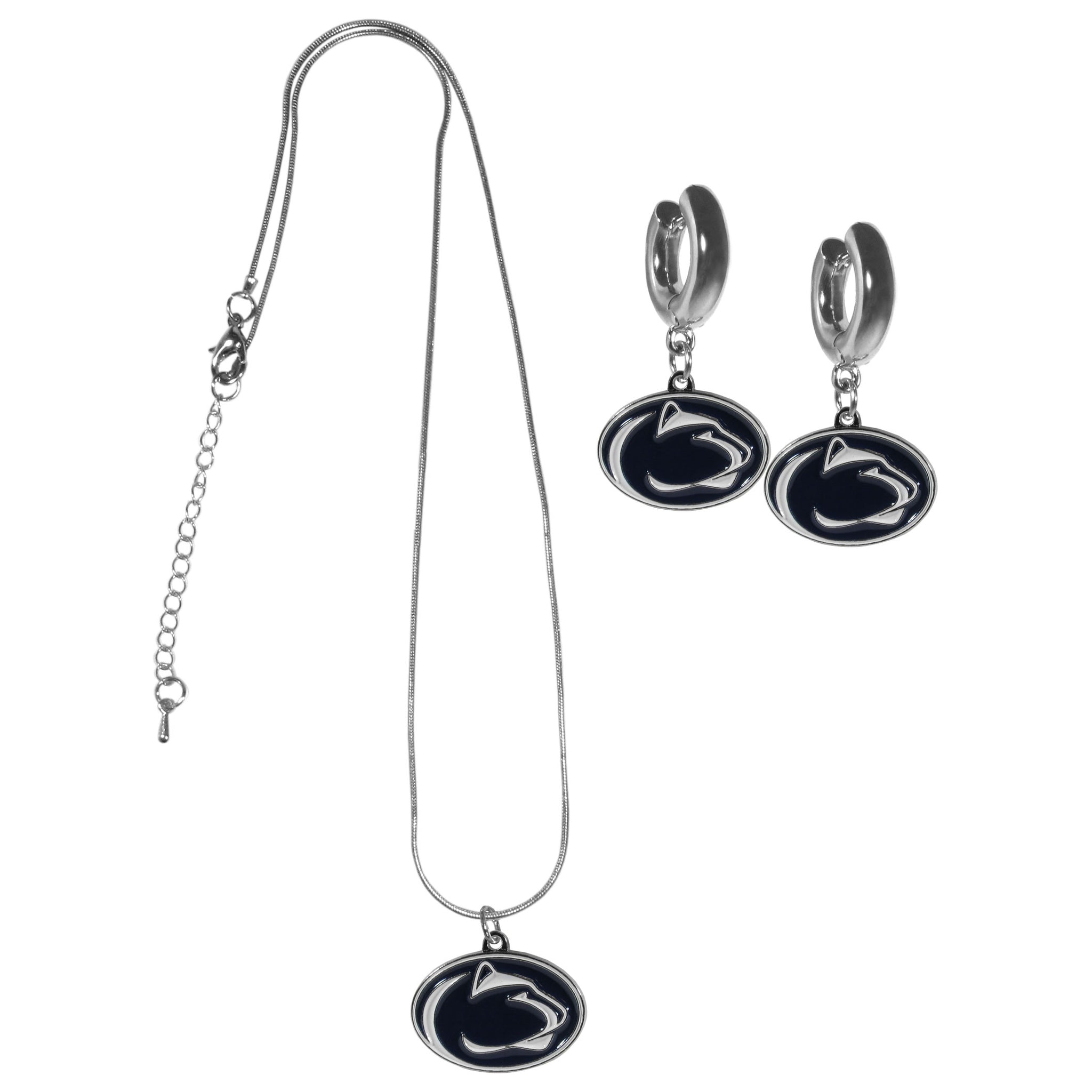 Penn St. Nittany Lions Huggie Hoop Earrings and Necklace Set