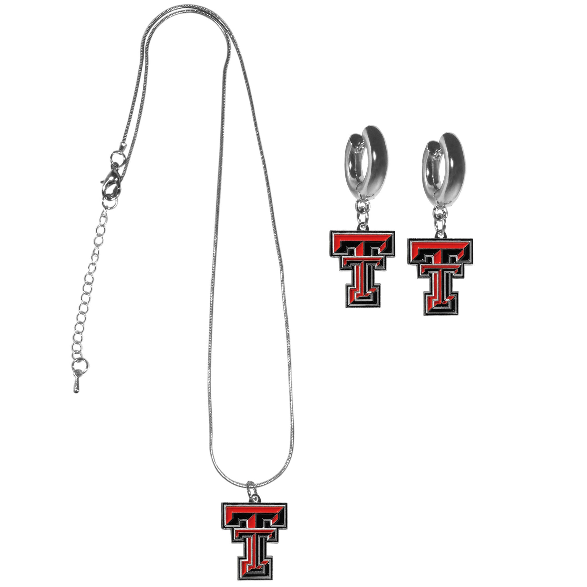 Texas Tech Raiders Huggie Hoop Earrings and Necklace Set