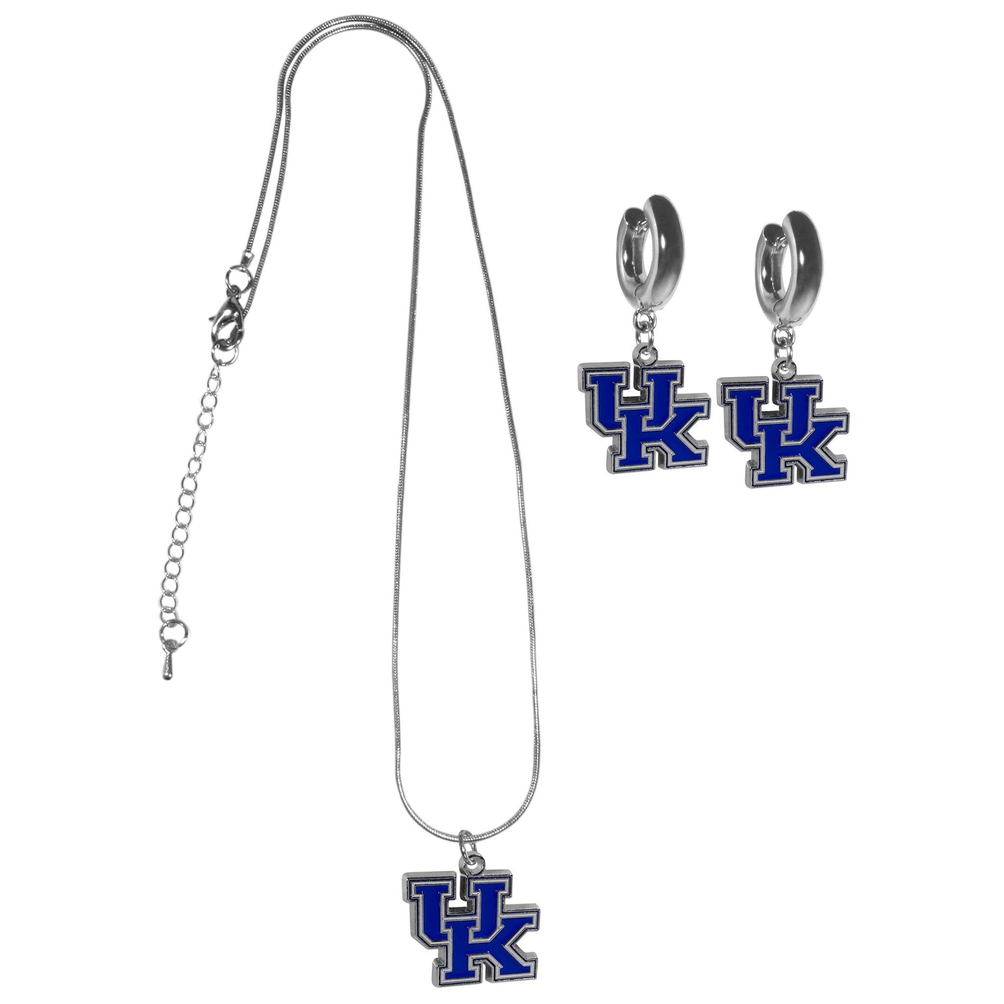 Kentucky Wildcats Huggie Hoop Earrings and Necklace Set