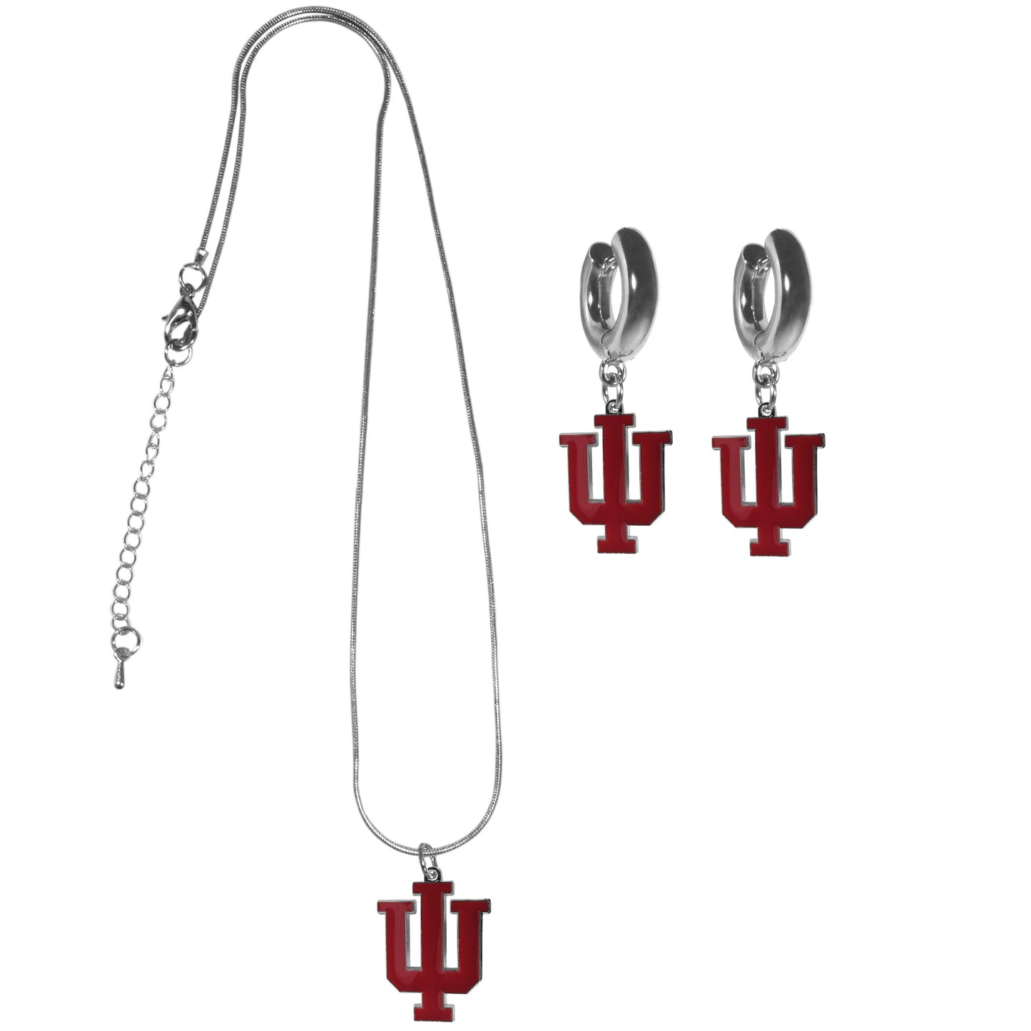 Indiana Hoosiers Huggie Hoop Earrings and Necklace Set