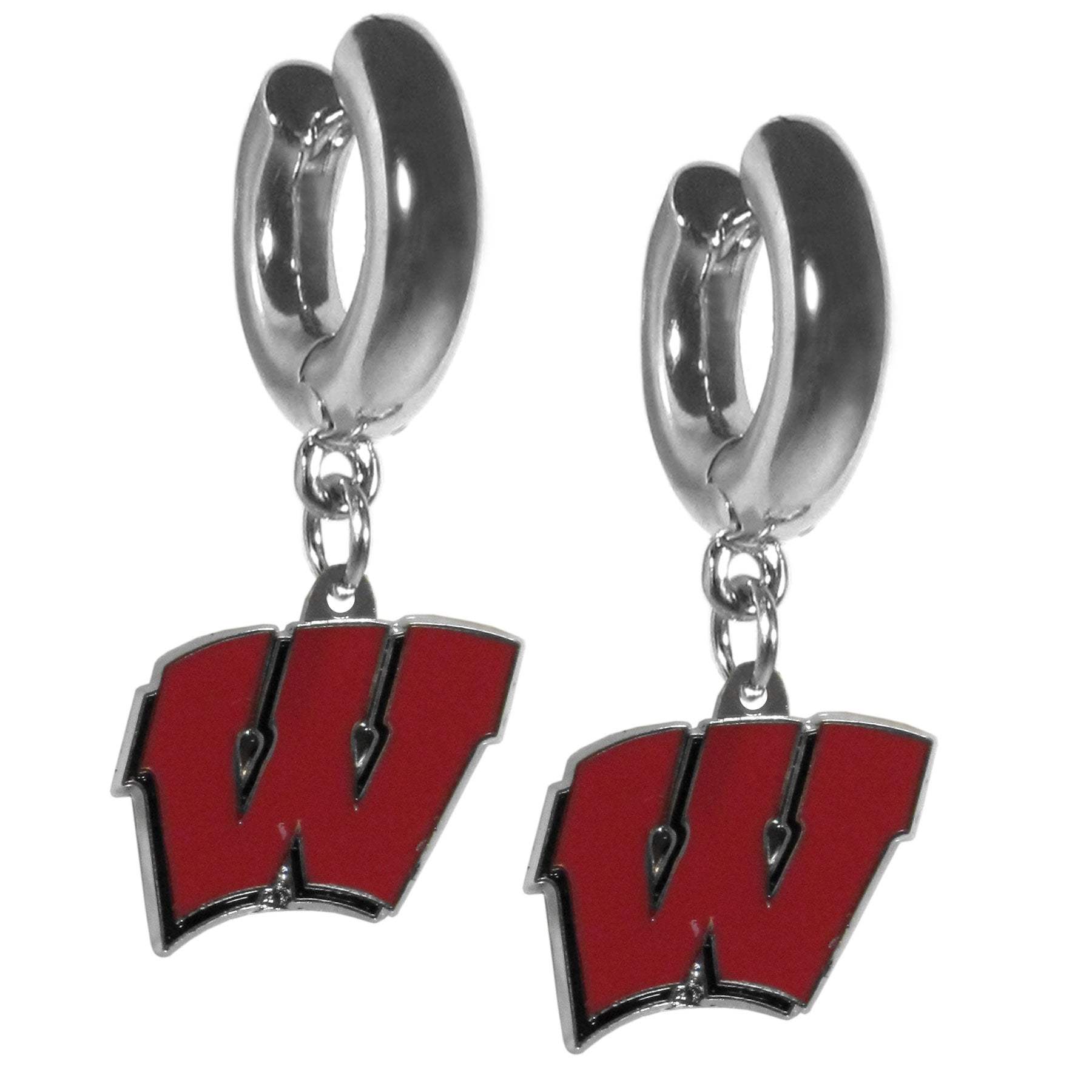 Wisconsin Badgers Huggie Hoop Earrings - Wisconsin Badgers - Flyclothing LLC