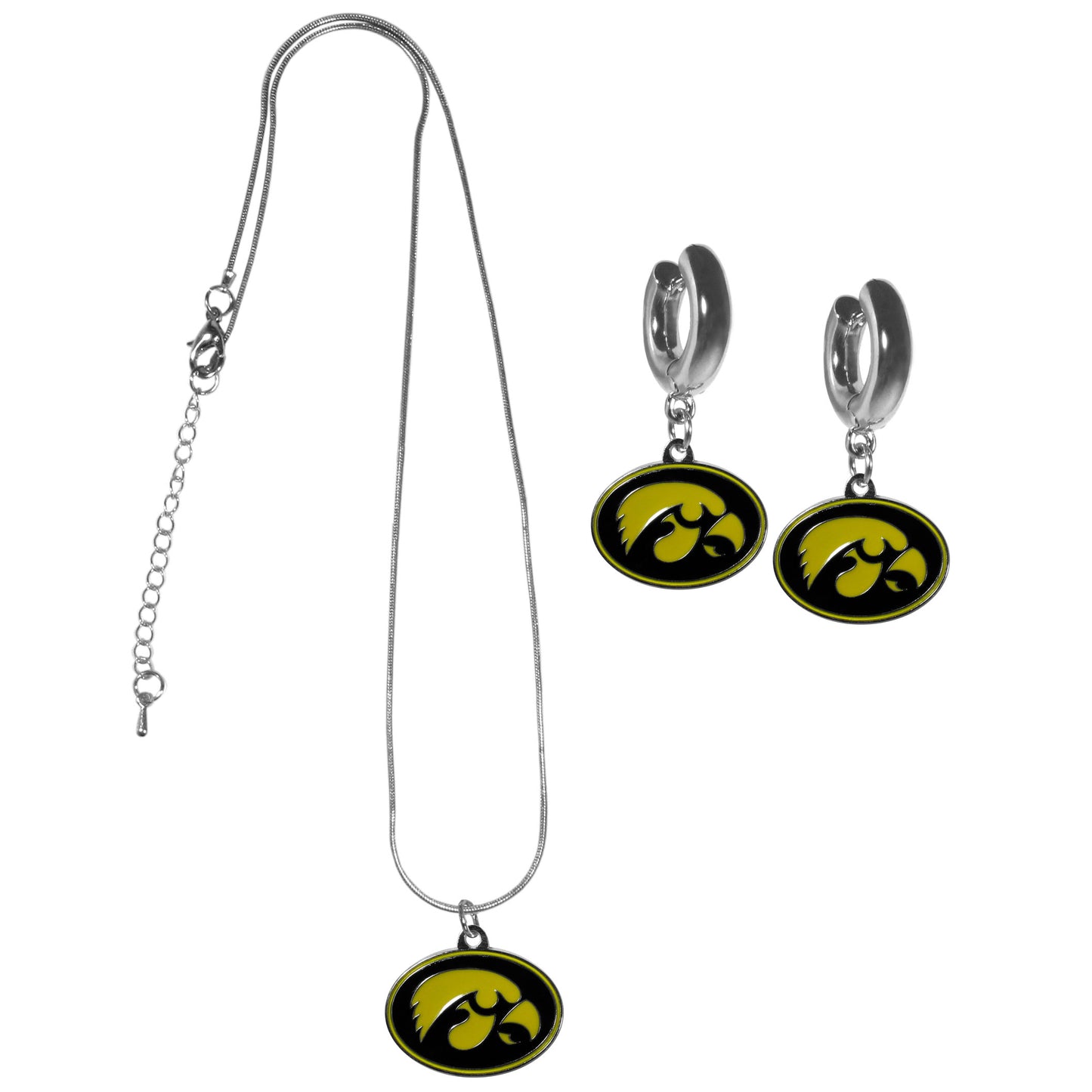 Iowa Hawkeyes Huggie Hoop Earrings and Necklace Set