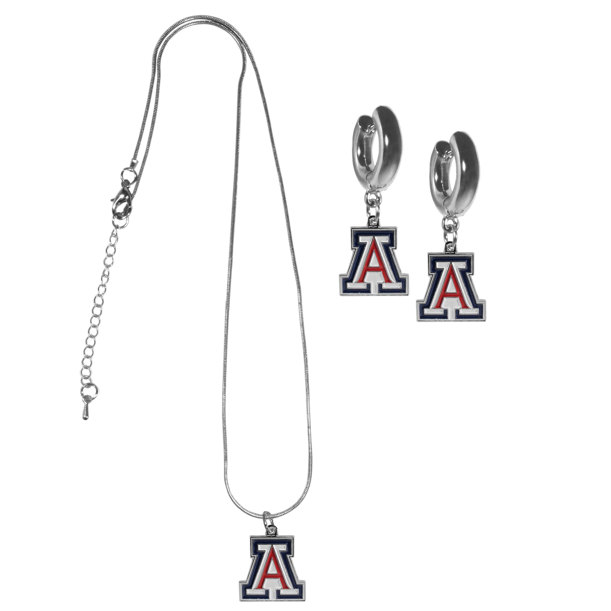 Arizona Wildcats Huggie Hoop Earrings and Necklace Set