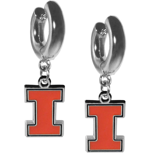 Illinois Fighting Illini Huggie Hoop Earrings - Illinois Fighting Illini