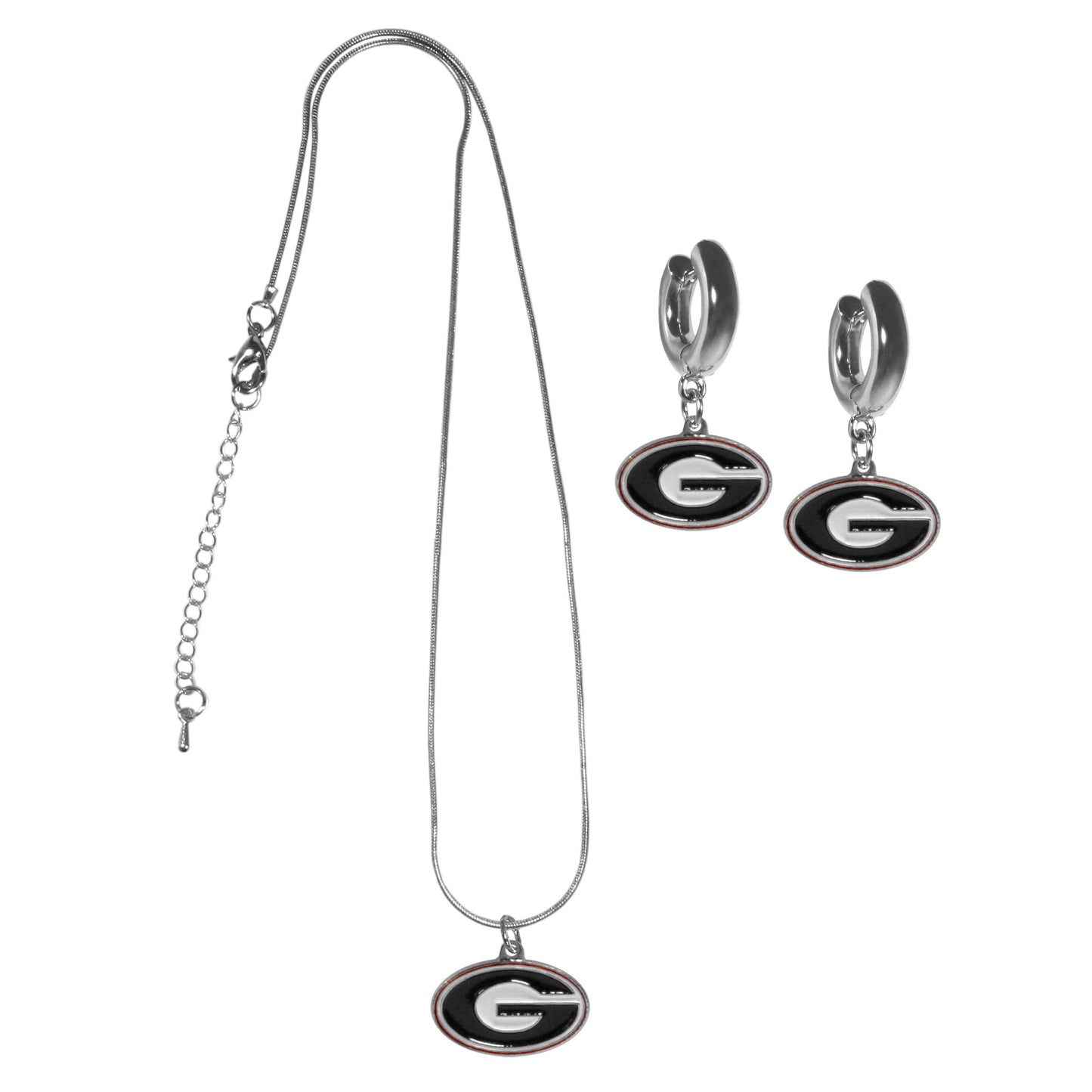 Georgia Bulldogs Huggie Hoop Earrings and Necklace Set