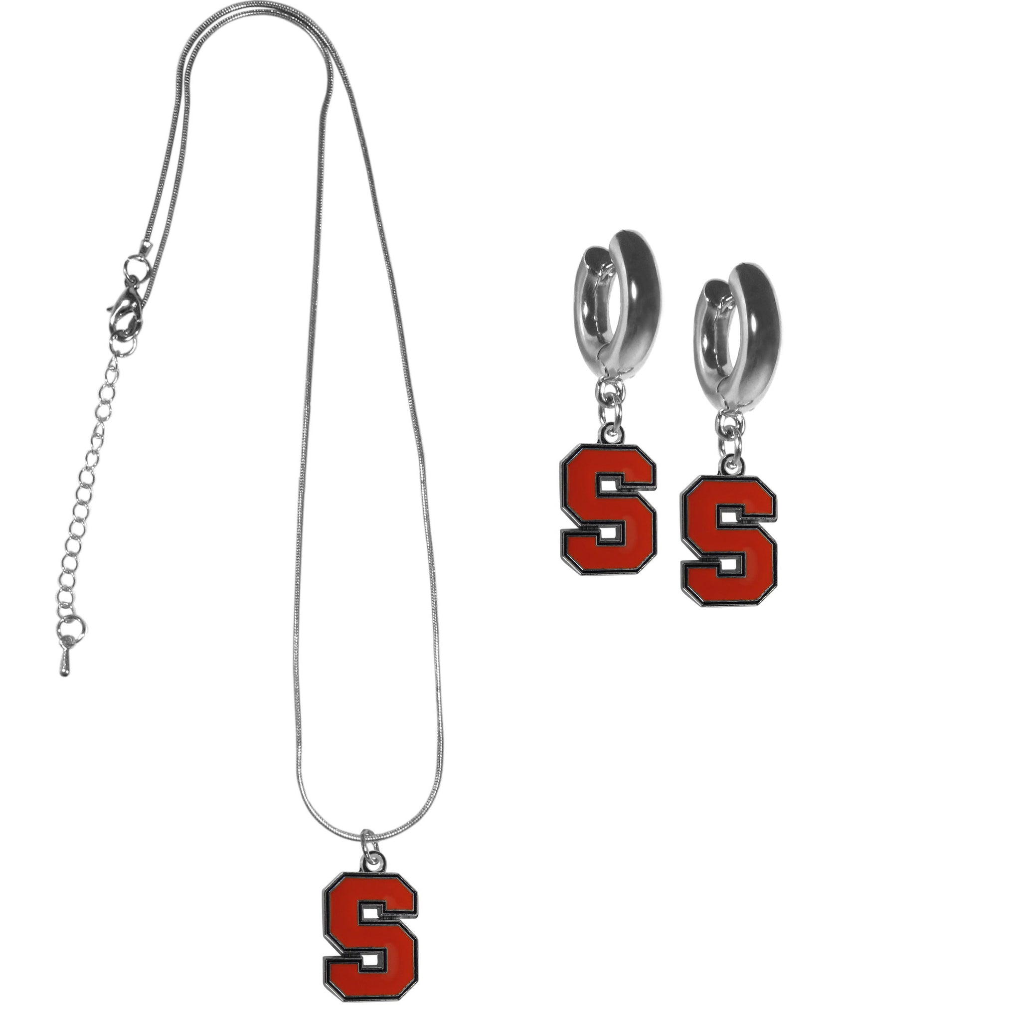 Syracuse Orange Huggie Hoop Earrings and Necklace Set
