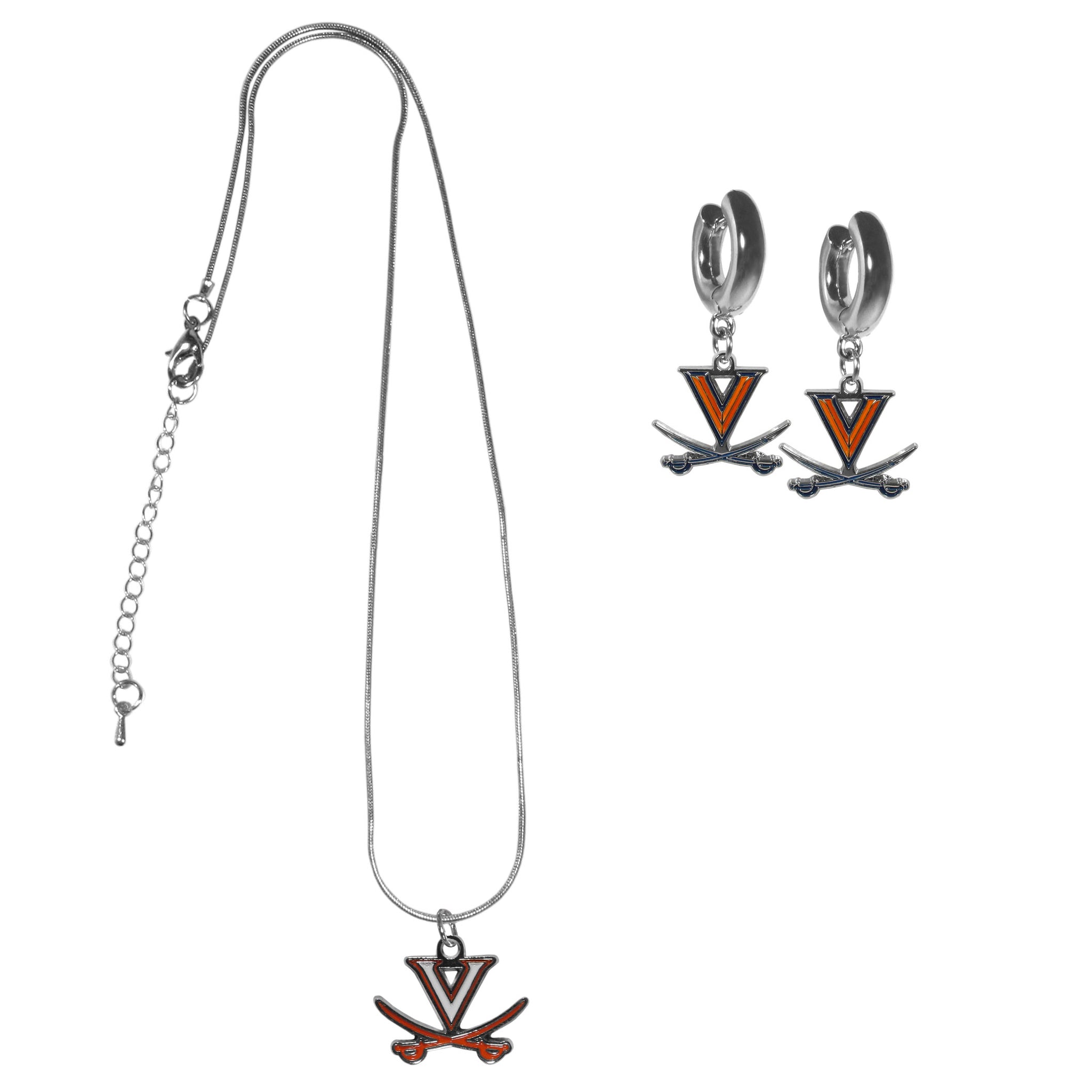 Virginia Cavaliers Huggie Hoop Earrings and Necklace Set