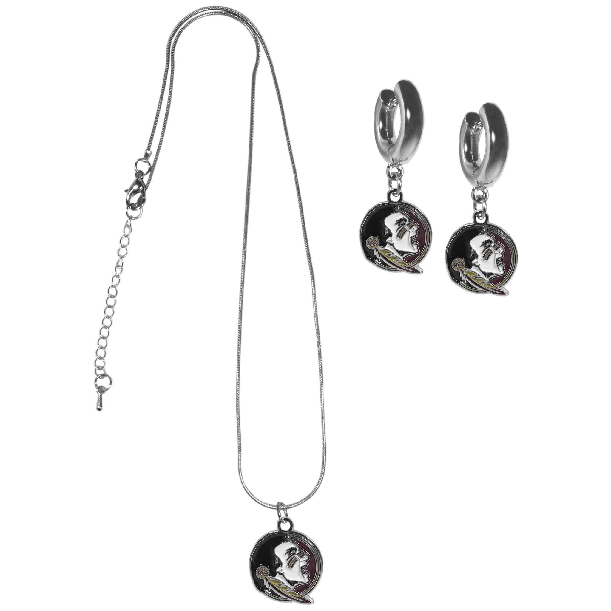 Florida St. Seminoles Huggie Hoop Earrings and Necklace Set