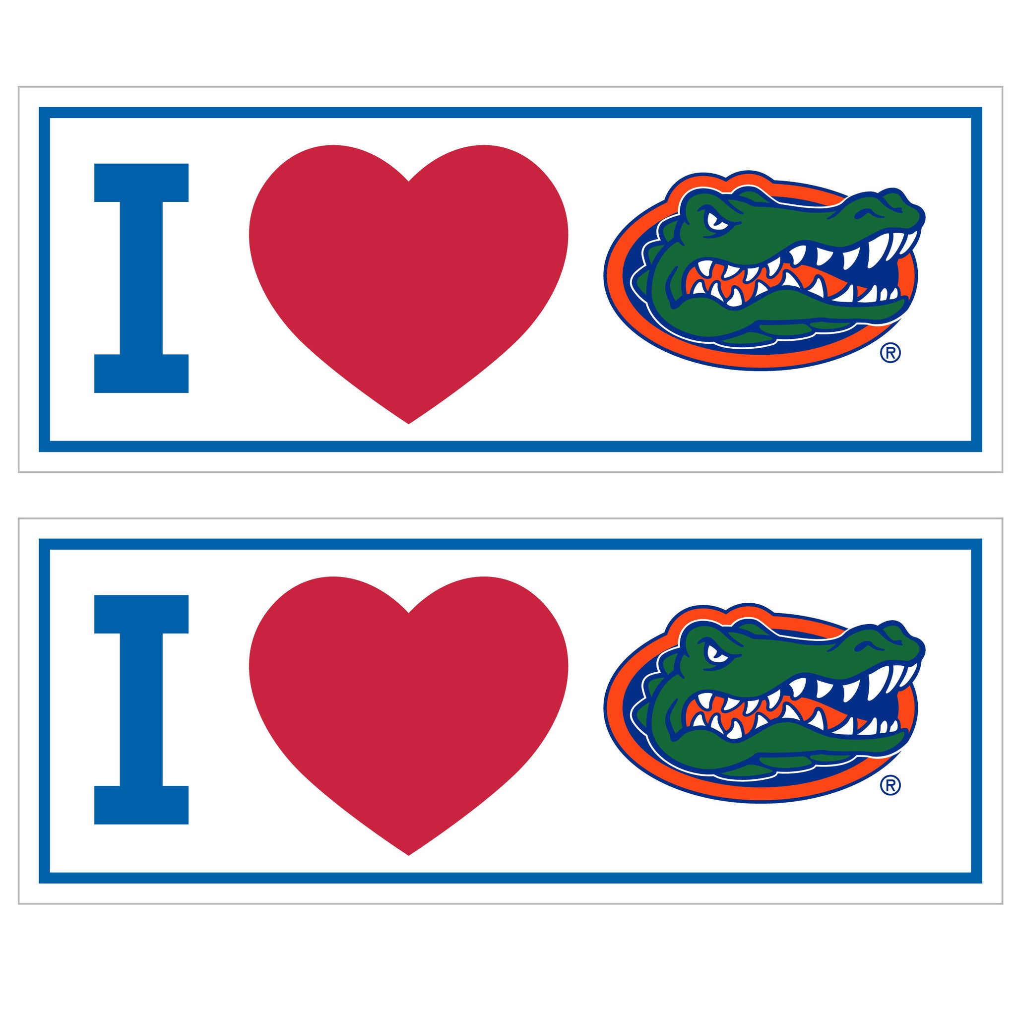 Florida Gators I Heart Bumper Style Decal, 2 pack