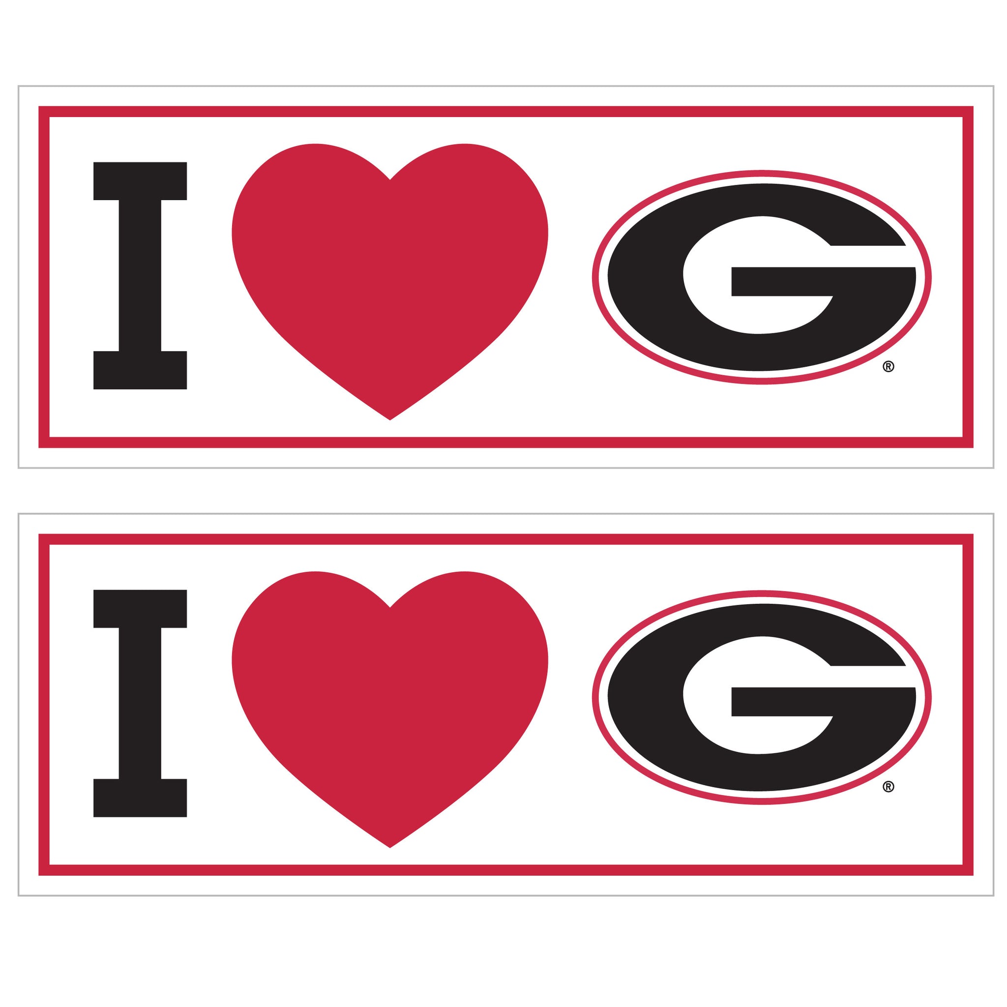 Georgia Bulldogs I Heart Bumper Style Decal, 2 pack
