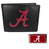 Alabama Crimson Tide Leather Bi-fold Wallet & Color Money Clip