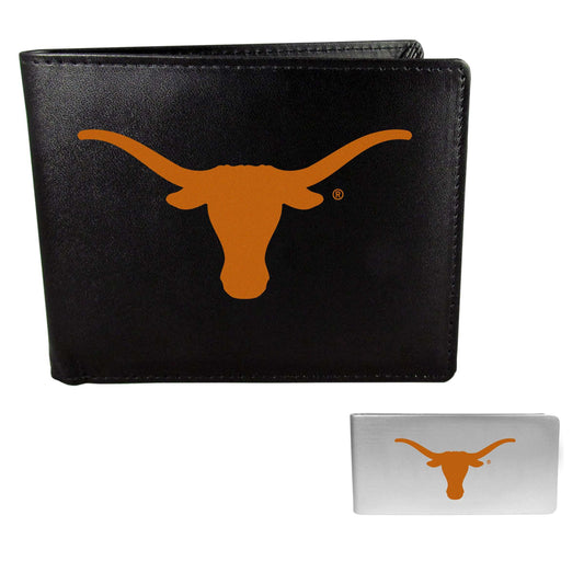 Texas Longhorns Leather Bi-fold Wallet & Money Clip - Texas Longhorns - Flyclothing LLC
