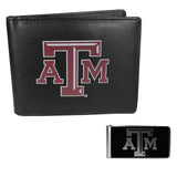 Texas A & M Aggies Leather Bi-fold Wallet & Black Money Clip