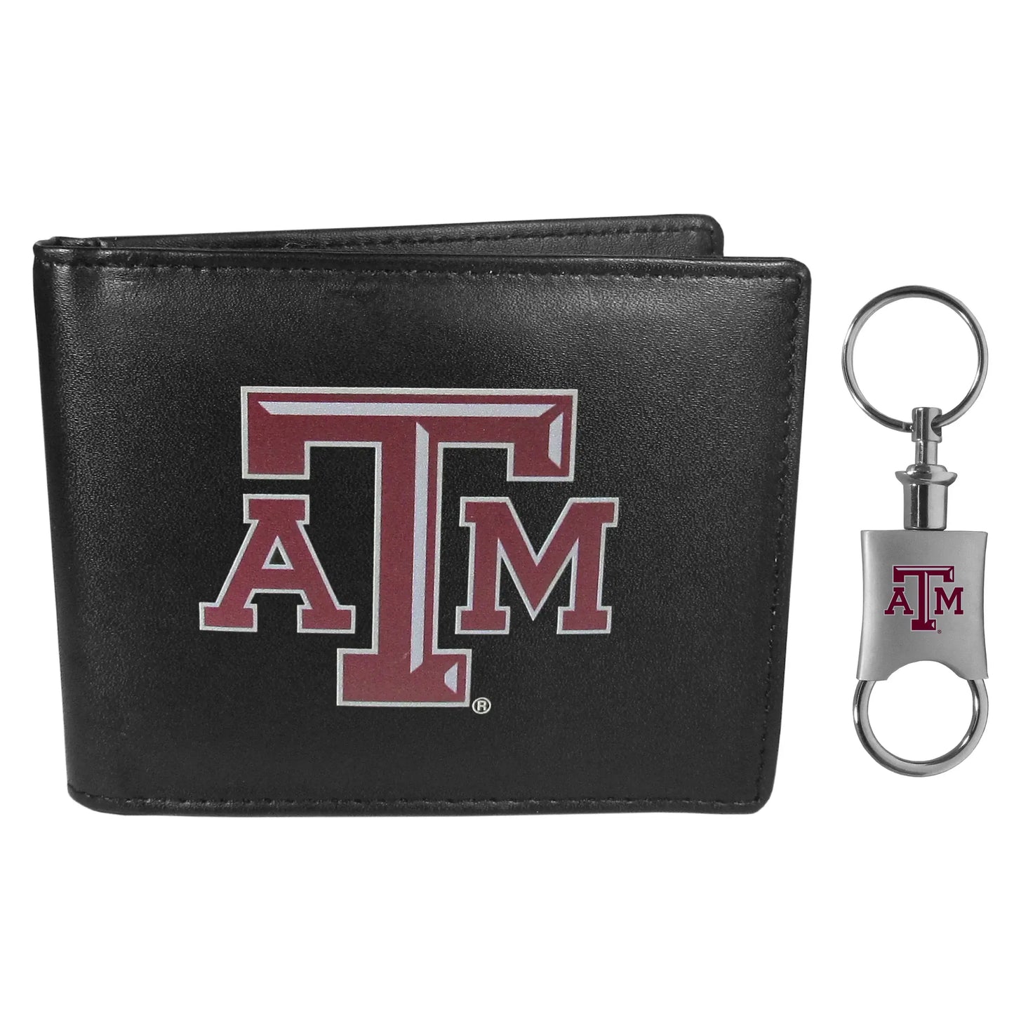 Texas A & M Aggies Leather Bi-fold Wallet & Valet Key Chain - Texas A&M - Flyclothing LLC