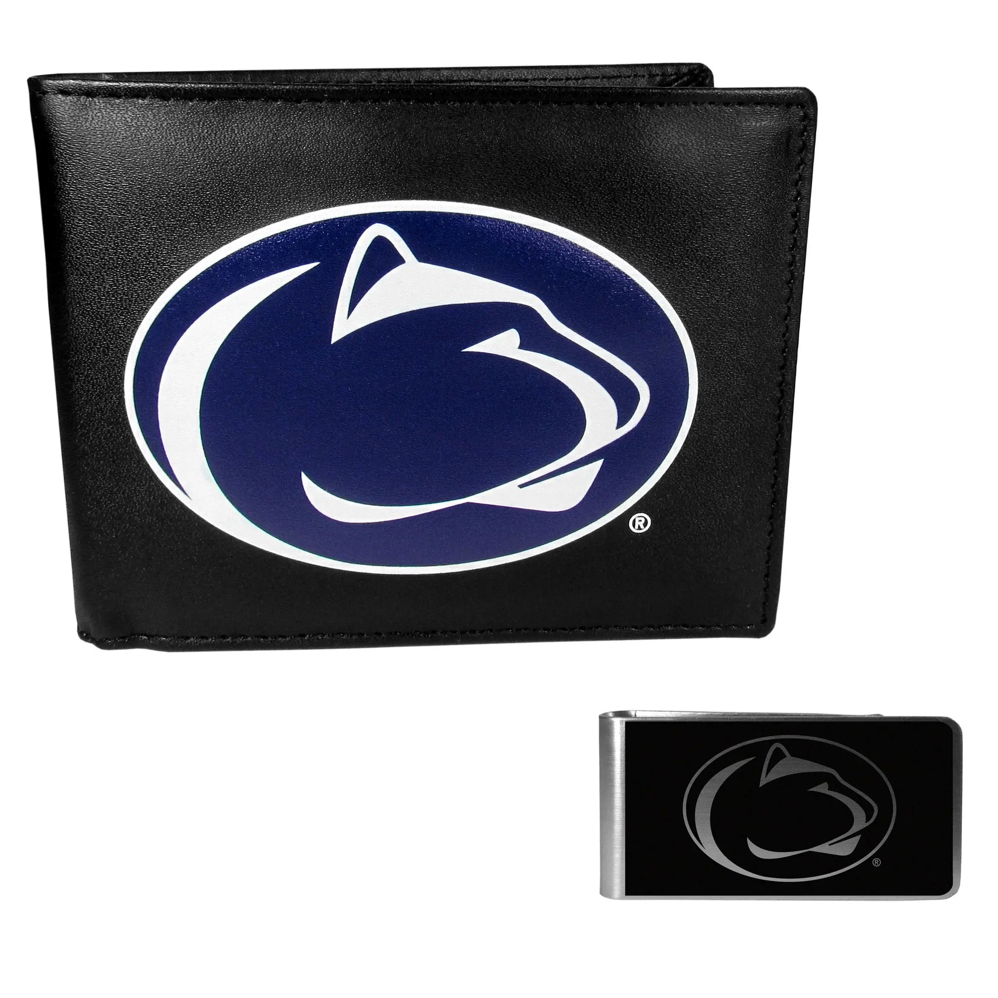 Penn St. Nittany Lions Leather Bi-fold Wallet & Black Money Clip - Penn St. Nittany Lions - Flyclothing LLC