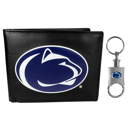 Penn St. Nittany Lions Leather Bi-fold Wallet & Valet Key Chain - Penn St. Nittany Lions - Flyclothing LLC
