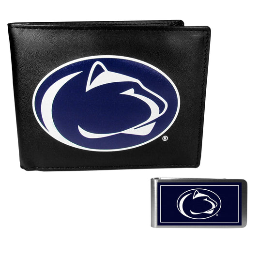 Penn St. Nittany Lions Leather Bi-fold Wallet & Color Money Clip - Penn St. Nittany Lions - Flyclothing LLC