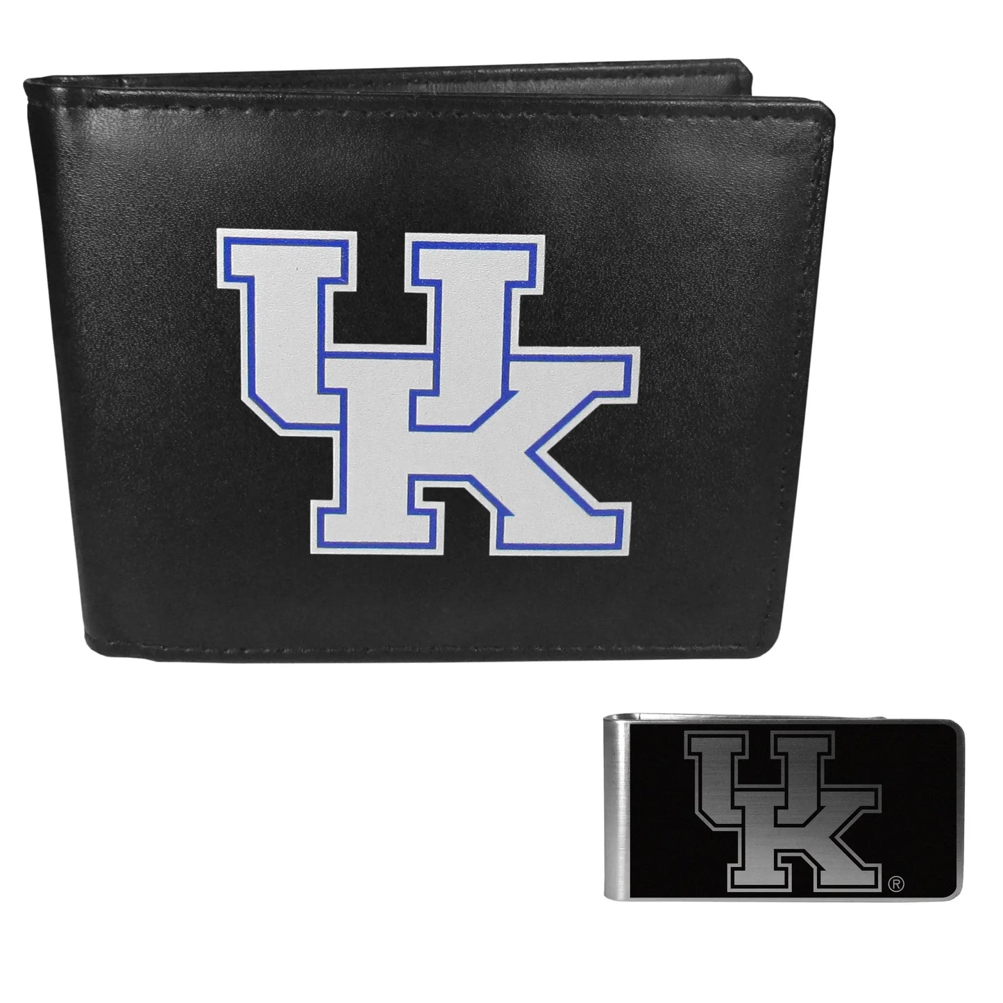 Kentucky Wildcats Leather Bi-fold Wallet & Black Money Clip - Kentucky Wildcats - Flyclothing LLC