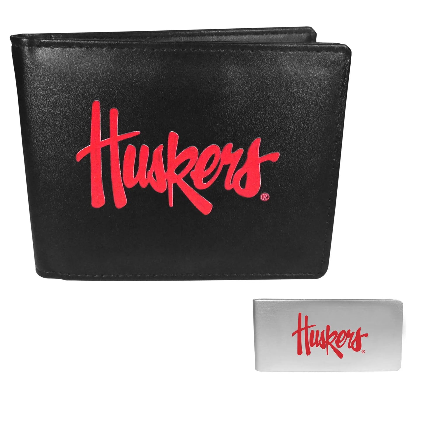 Nebraska Cornhuskers Leather Bi-fold Wallet & Money Clip - Nebraska Cornhuskers - Flyclothing LLC