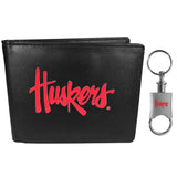 Nebraska Cornhuskers Leather Bi-fold Wallet & Valet Key Chain