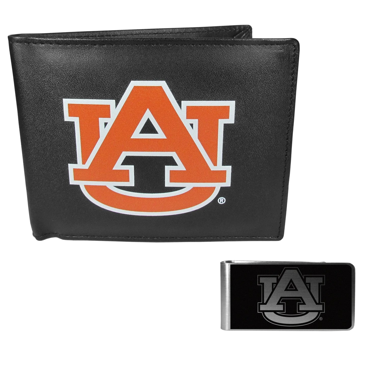Auburn Tigers Leather Bi-fold Wallet & Black Money Clip - Auburn Tigers - Flyclothing LLC