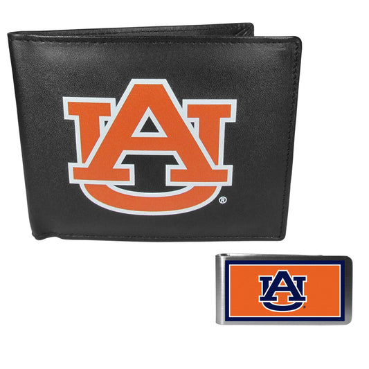 Auburn Tigers Leather Bi-fold Wallet & Color Money Clip - Auburn Tigers - Flyclothing LLC