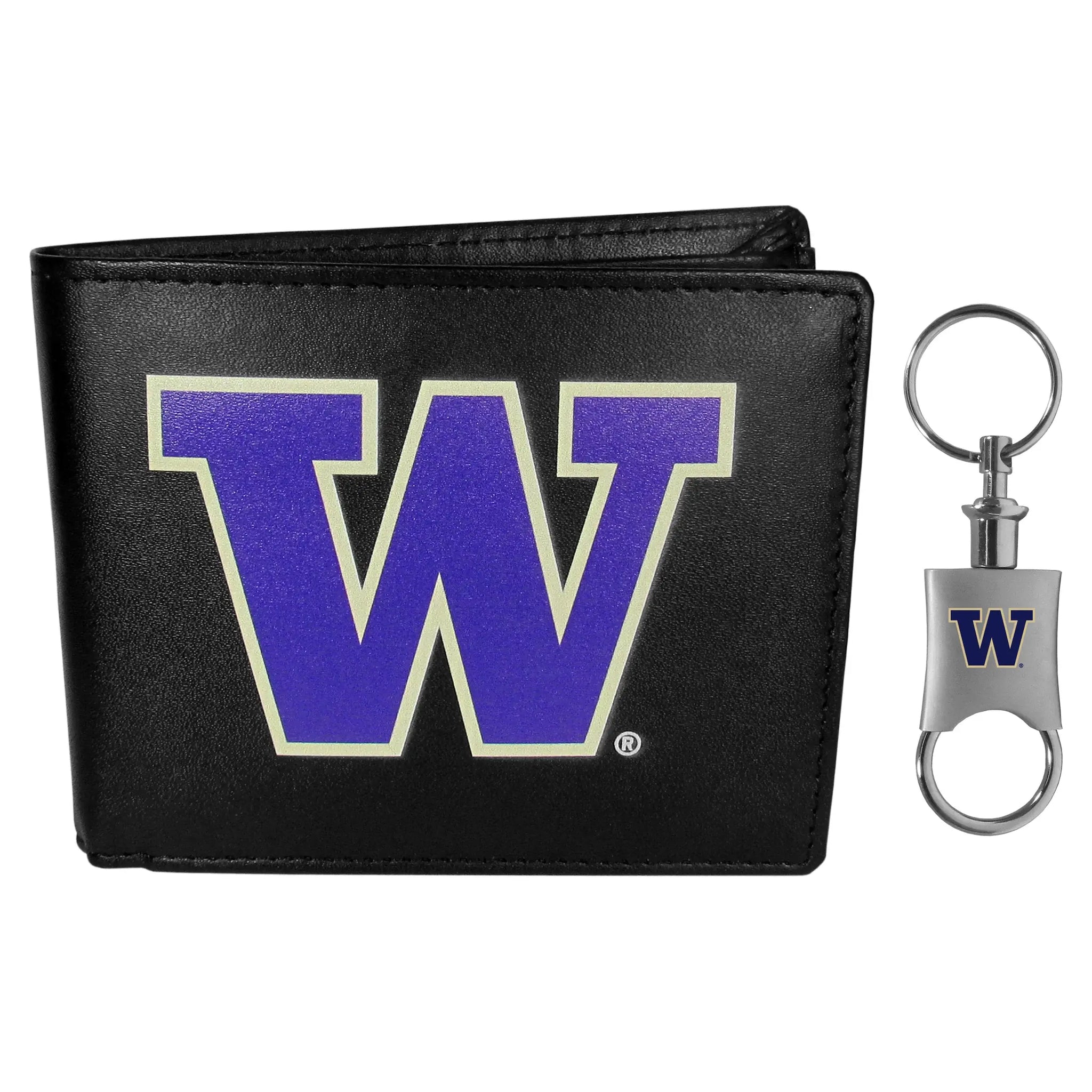 Washington Huskies Leather Bi-fold Wallet & Valet Key Chain - Washington Huskies - Flyclothing LLC