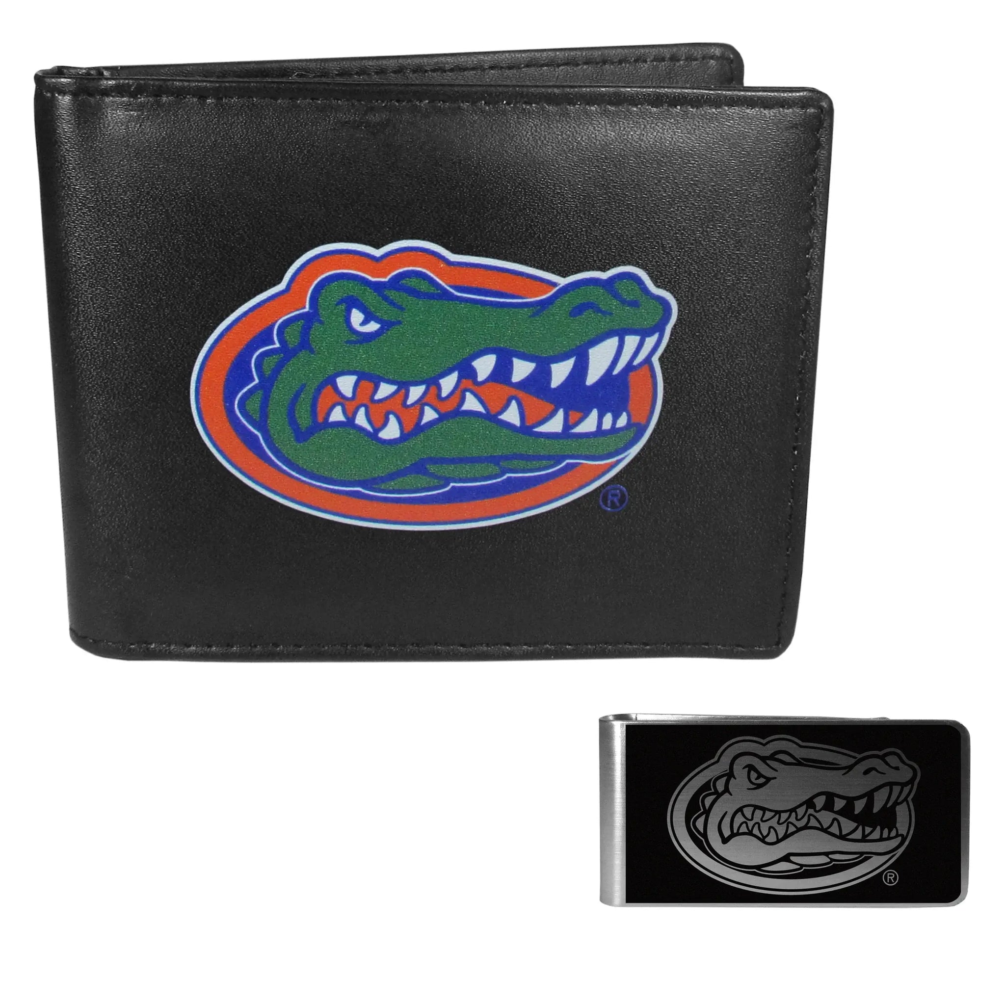 Florida Gators Leather Bi-fold Wallet & Black Money Clip - Florida Gators - Flyclothing LLC