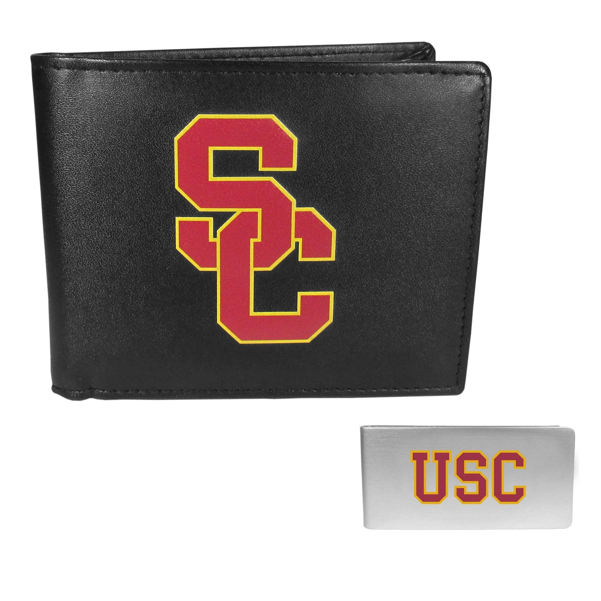 USC Trojans Leather Bi-fold Wallet & Money Clip - USC Trojans - Flyclothing LLC