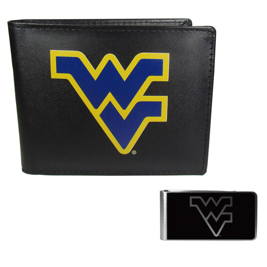 W. Virginia Mountaineers Leather Bi-fold Wallet & Black Money Clip - W. Virginia Mountaineers - Flyclothing LLC