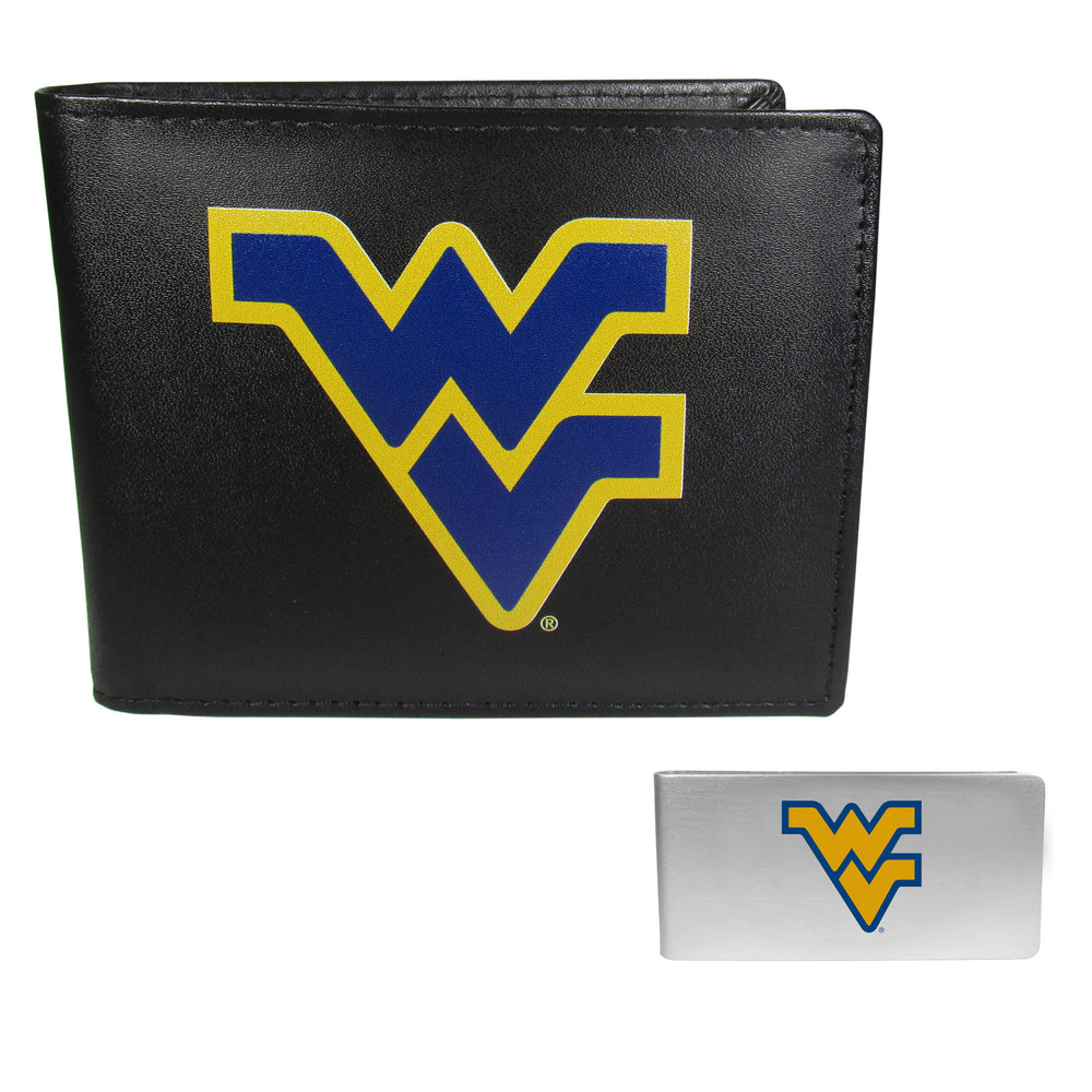W. Virginia Mountaineers Leather Bi-fold Wallet & Money Clip