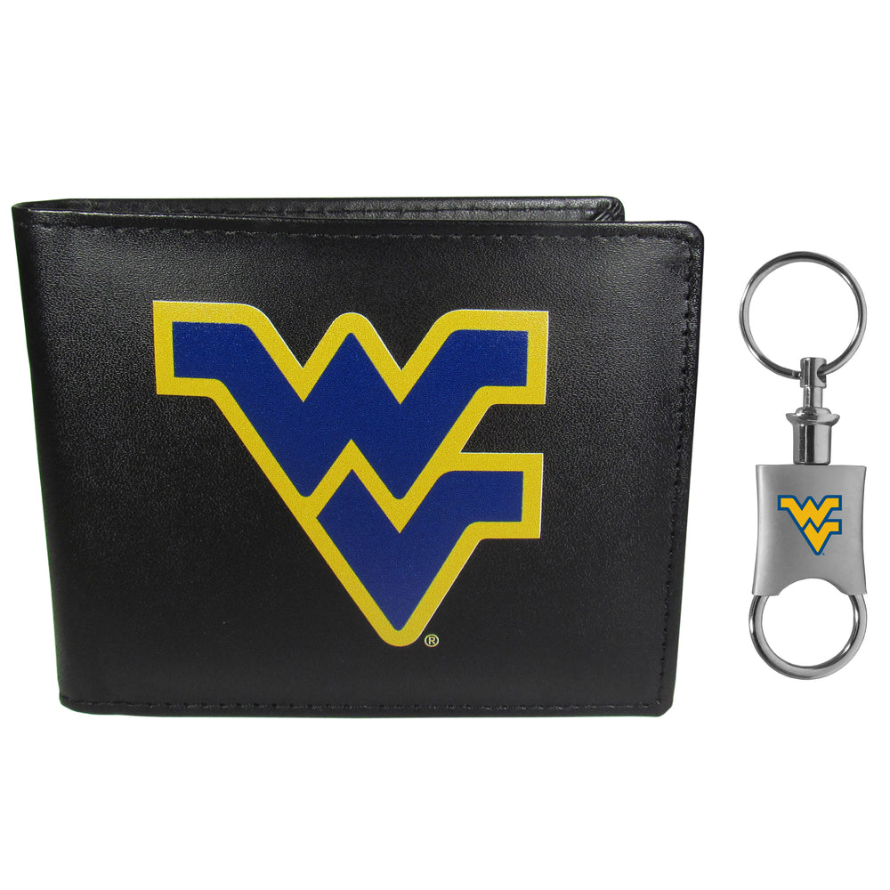 W. Virginia Mountaineers Leather Bi-fold Wallet & Valet Key Chain