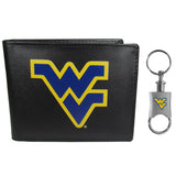 W. Virginia Mountaineers Leather Bi-fold Wallet & Valet Key Chain