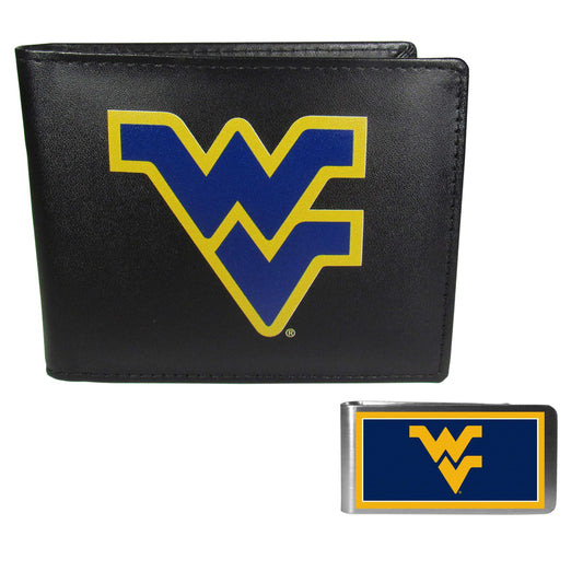W. Virginia Mountaineers Leather Bi-fold Wallet & Color Money Clip - W. Virginia Mountaineers - Flyclothing LLC