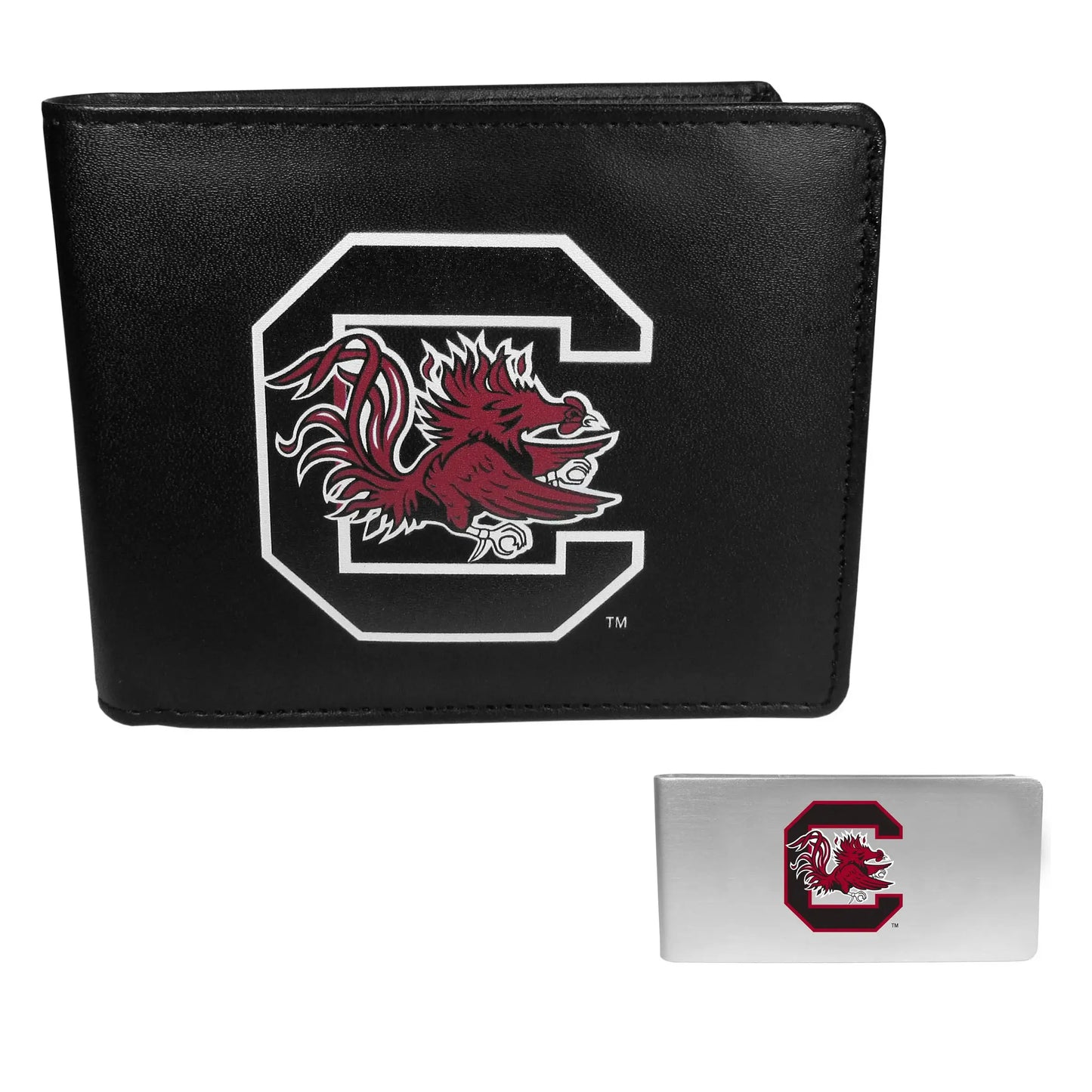 S. Carolina Gamecocks Leather Bi-fold Wallet & Money Clip - S. Carolina Gamecocks - Flyclothing LLC