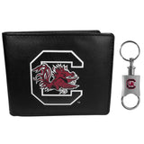 S. Carolina Gamecocks Leather Bi-fold Wallet & Valet Key Chain