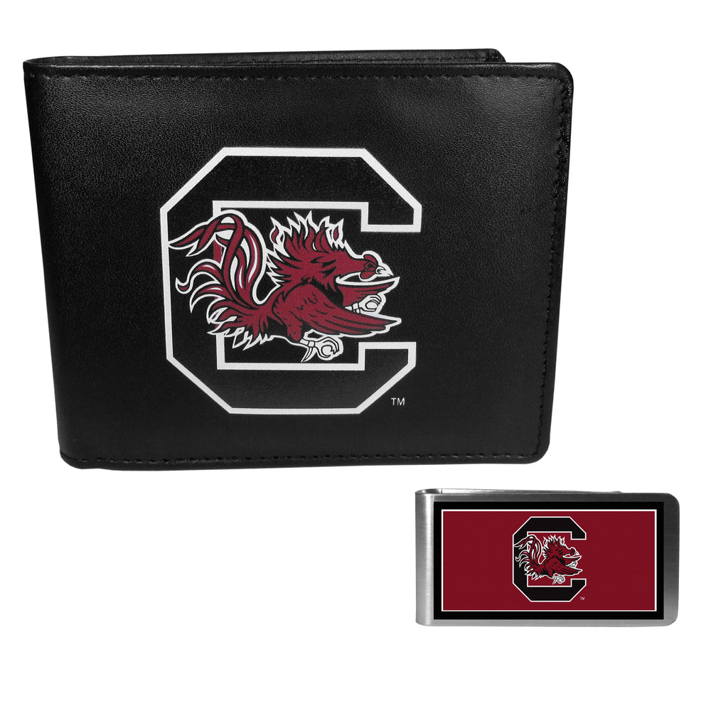 S. Carolina Gamecocks Leather Bi-fold Wallet & Color Money Clip