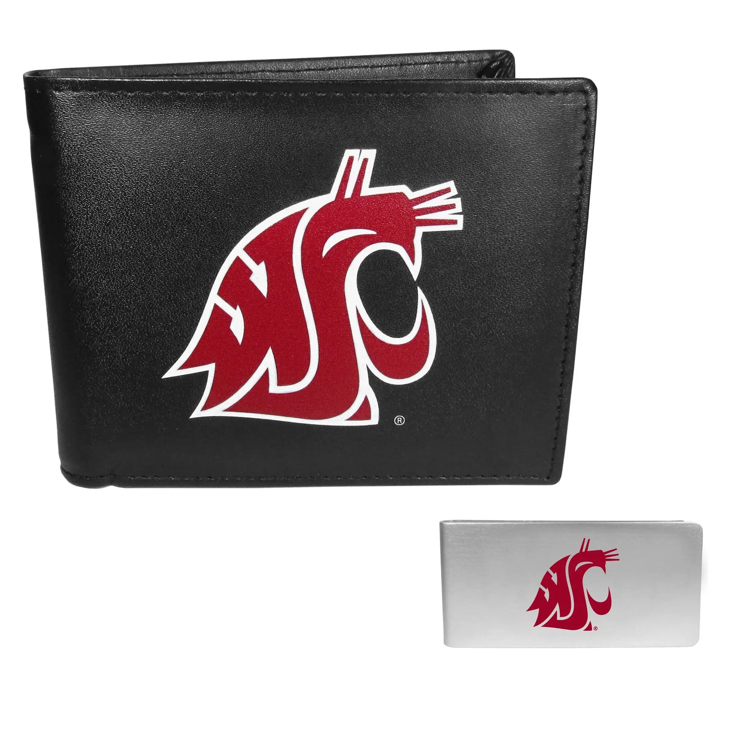 Washington St. Cougars Leather Bi-fold Wallet & Money Clip - Washington St. Cougars - Flyclothing LLC