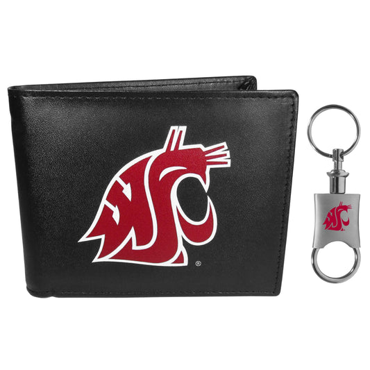 Washington St. Cougars Leather Bi-fold Wallet & Valet Key Chain - Washington St. Cougars - Flyclothing LLC