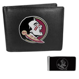 Florida St. Seminoles Leather Bi-fold Wallet & Black Money Clip