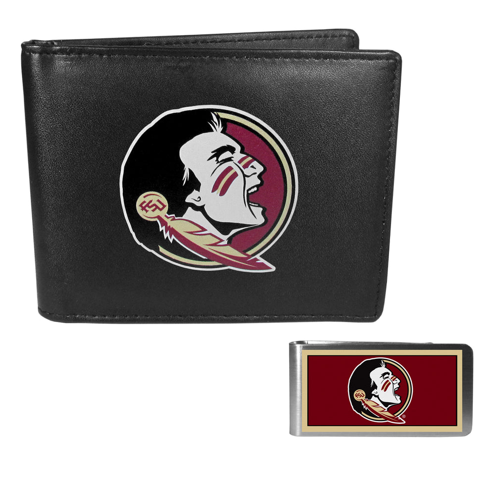 Florida St. Seminoles Leather Bi-fold Wallet & Color Money Clip