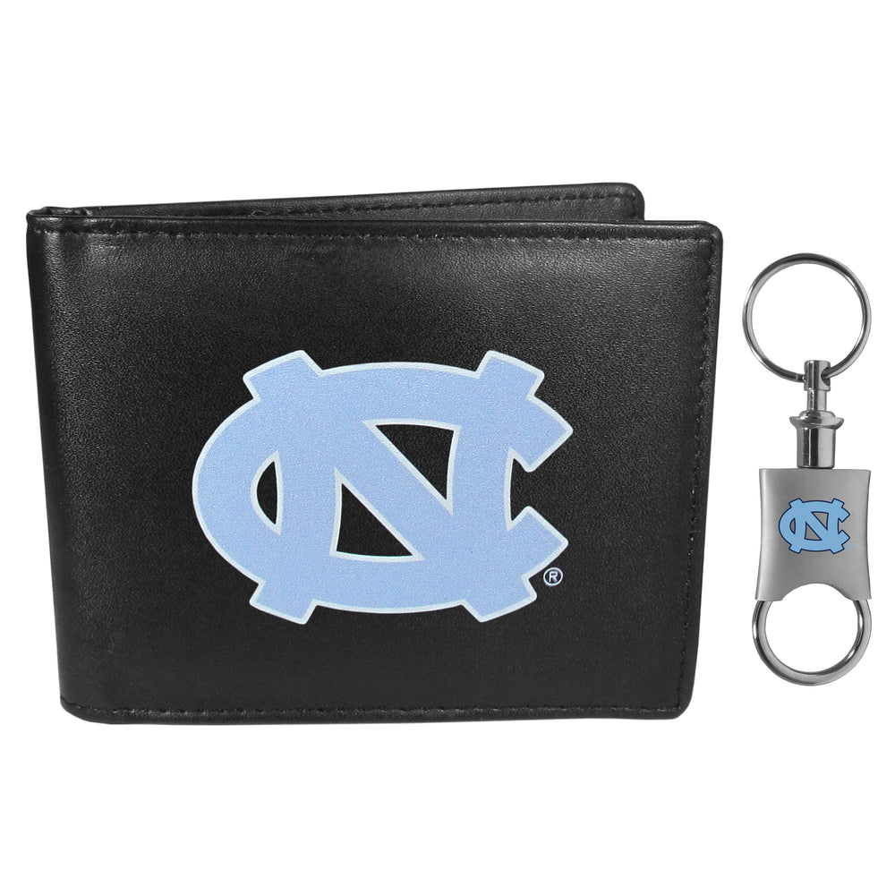 N. Carolina Tar Heels Leather Bi-fold Wallet & Valet Key Chain