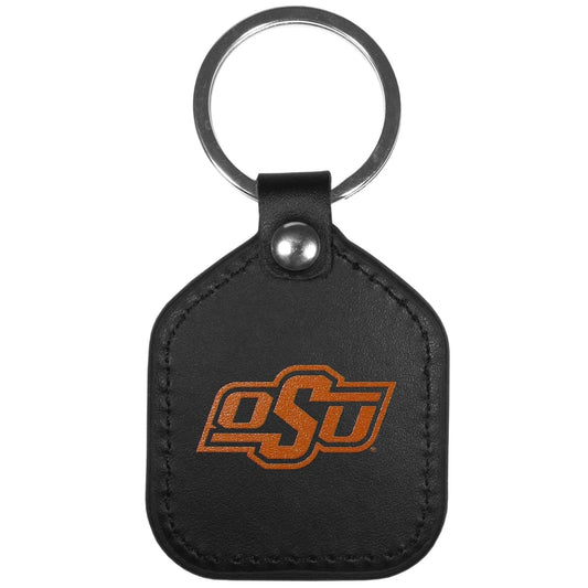 Oklahoma St. Cowboys Leather Square Key Chains - Siskiyou Buckle