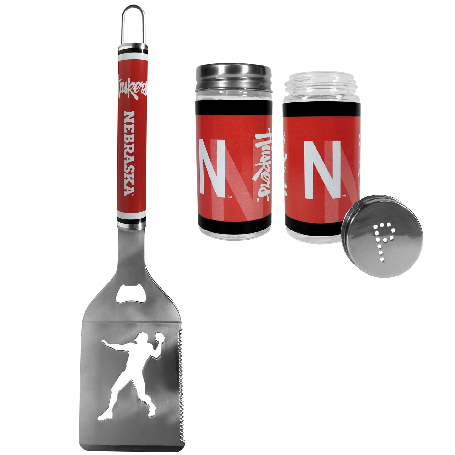 Nebraska Cornhuskers Steel Logo Spatula w/Shakers